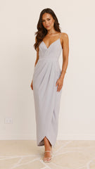 Charlotte Draped Maxi Dress - Silver