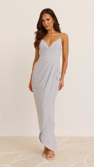 Charlotte Draped Maxi Dress - Silver