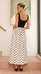 Leoni Maxi Dress - Oat/Black Spot
