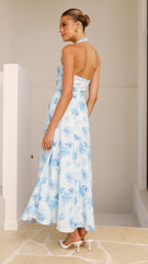 Mady Maxi Dress - Blue Floral