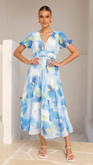 Amberose Maxi Dress - Blue/Green