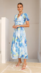 Amberose Maxi Dress - Blue/Green