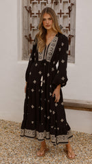Ellarose Maxi Dress - Black/Beige