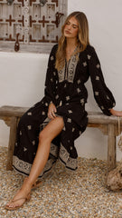 Ellarose Maxi Dress - Black/Beige