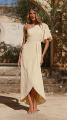 Emma One Sleeve Maxi Dress - Yellow