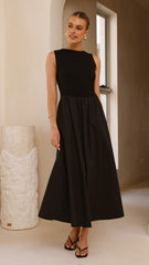 Aria Sleeveless Midi Dress - Black