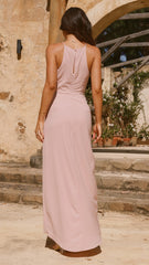Genevieve Boat Neck Maxi Dress - Dusty Pink