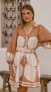 Mariel Long Sleeve Mini Dress - Siena