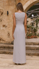 Pamela V Neck Maxi Dress - Silver