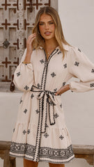 Delainey Mini Dress - Beige/Black