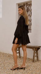 Brittney Long Sleeve Mini Dress - Black