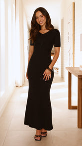 Aliyah Knit Maxi Dress - Black