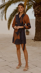 Cassidy Long Sleeve Mini Dress - Coco/Navy