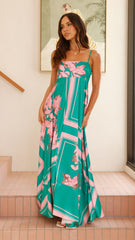 Kaethe Maxi Dress - Green/Pink Floral