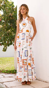 Athea Maxi Dress - Ocean Oasis Print