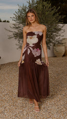 Elle Maxi Dress - Brown Floral