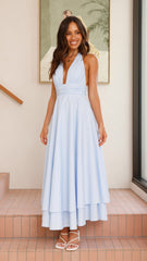 Kathy Halter Neck Maxi Dress - Light Blue