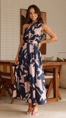 Hadas Maxi Dress - Navy/Pink Print