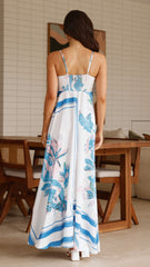 Kaethe Maxi Dress - White/Blue