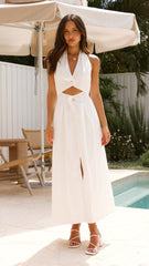 Wesley Halter Neck Maxi Dress - White