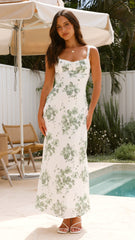 Margo Midi Dress - Green Floral
