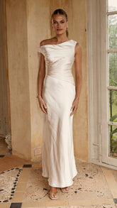 Auria Off Shoulder Maxi Dress - Champagne