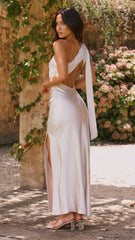 Halle One Shoulder Maxi Dress - Champagne