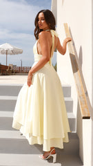 Kathy Halter Neck Maxi Dress - Lemon