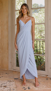 Charlotte Draped Maxi Dress - Blue