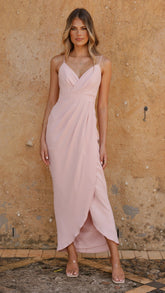 Charlotte Draped Maxi Dress - Pink