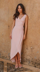 Pamela V Neck Maxi Dress - Dusty Pink