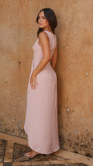 Pamela V Neck Maxi Dress - Dusty Pink