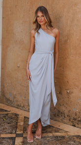 Clara One Shoulder Maxi Dress - Blue