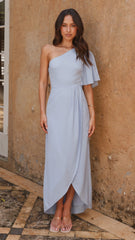 Emma One Sleeve Maxi Dress - Blue