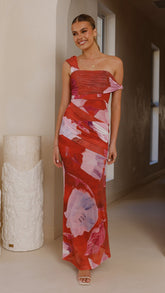 Gardenia Maxi Dress - Red/ Pink Floral