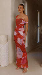 Gardenia Maxi Dress - Red/ Pink Floral