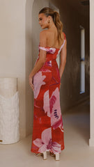 Gardenia Maxi Dress - Red/ Pink Floral
