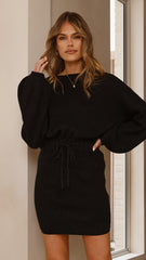 Feya Knit Mini Dress - Black