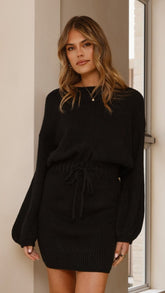 Feya Knit Mini Dress - Black