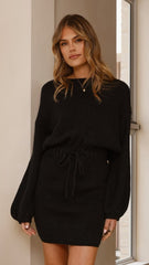 Feya Knit Mini Dress - Black