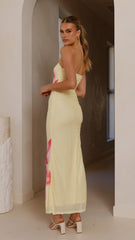 Brittani Strapless Maxi Dress - Yellow/Pink