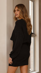 Feya Knit Mini Dress - Black