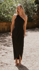Clara One Shoulder Maxi Dress - Black