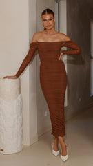 Kylie Maxi Dress Long Sleeve - Chocolate