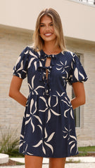 Vida Tie up Mini Dress - Ayana Print