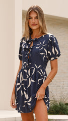 Vida Tie up Mini Dress - Ayana Print