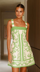 Maegan Mini Dress - Sage / Cream