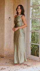 Auria Off Shoulder Maxi Dress - Olive
