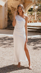Halle One Shoulder Maxi Dress - Ivory