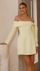 Halen Long Sleeve Mini Dress - Lemon